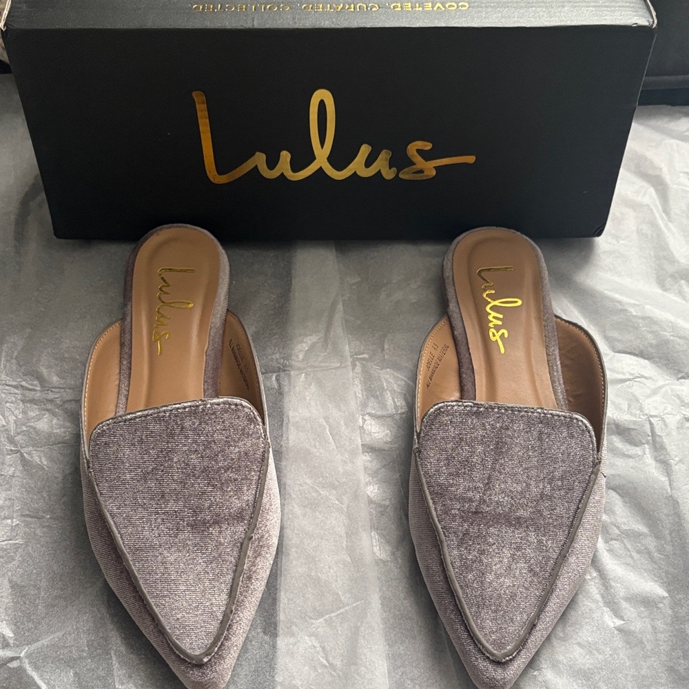 Lulu's Taupe Velvet Pointed Toe Slip-On Mules
